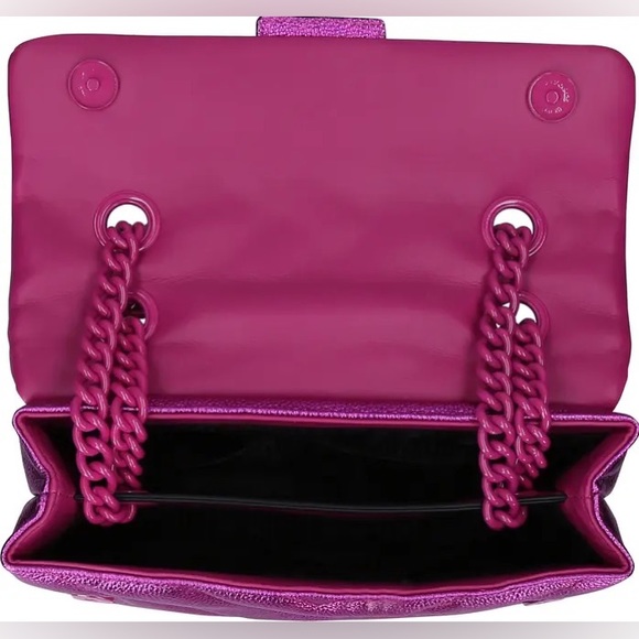 KURT GEIGER LONDON Kensington Drench Magenta Leather Shoulder Bag - Picture 7 of 9